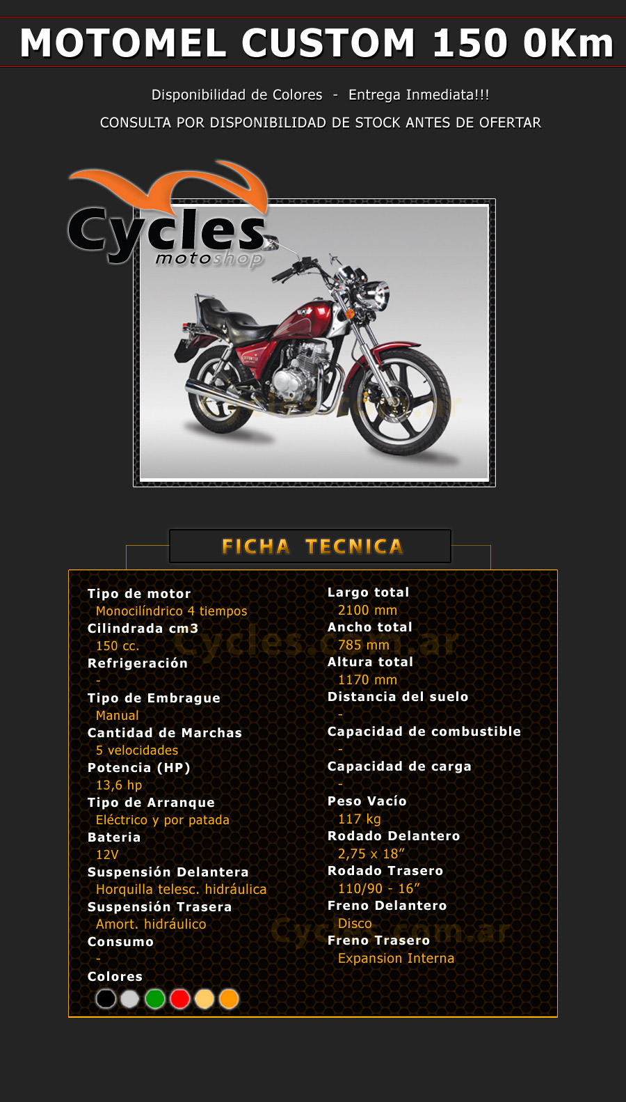 Motomel Custom 150 - Cycles Moto shop