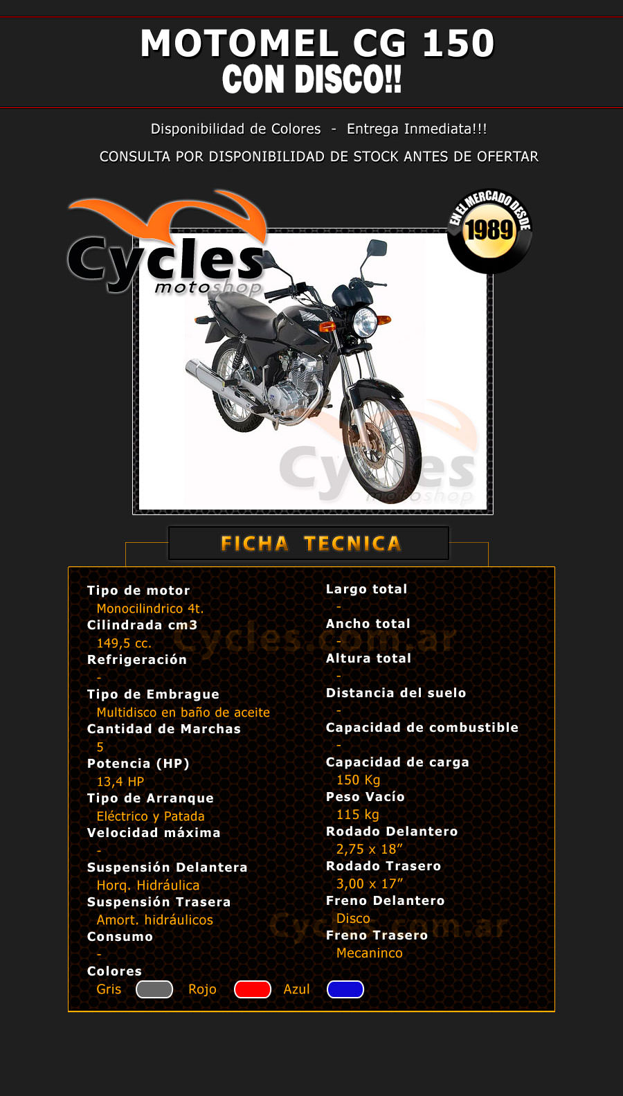 Motomel Cg 150 - Cycles Moto shop