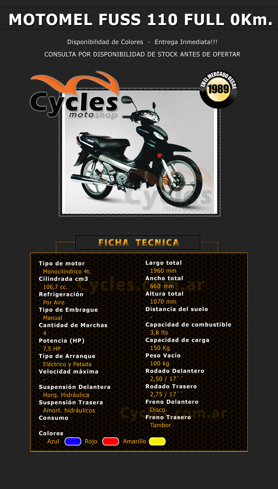 Motomel Fus 110 Full - Cycles Moto shop