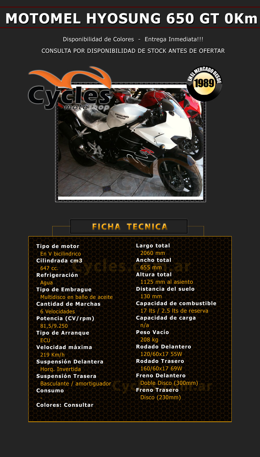 Motomel Hyosung 650 GT - Cycles Motoshop