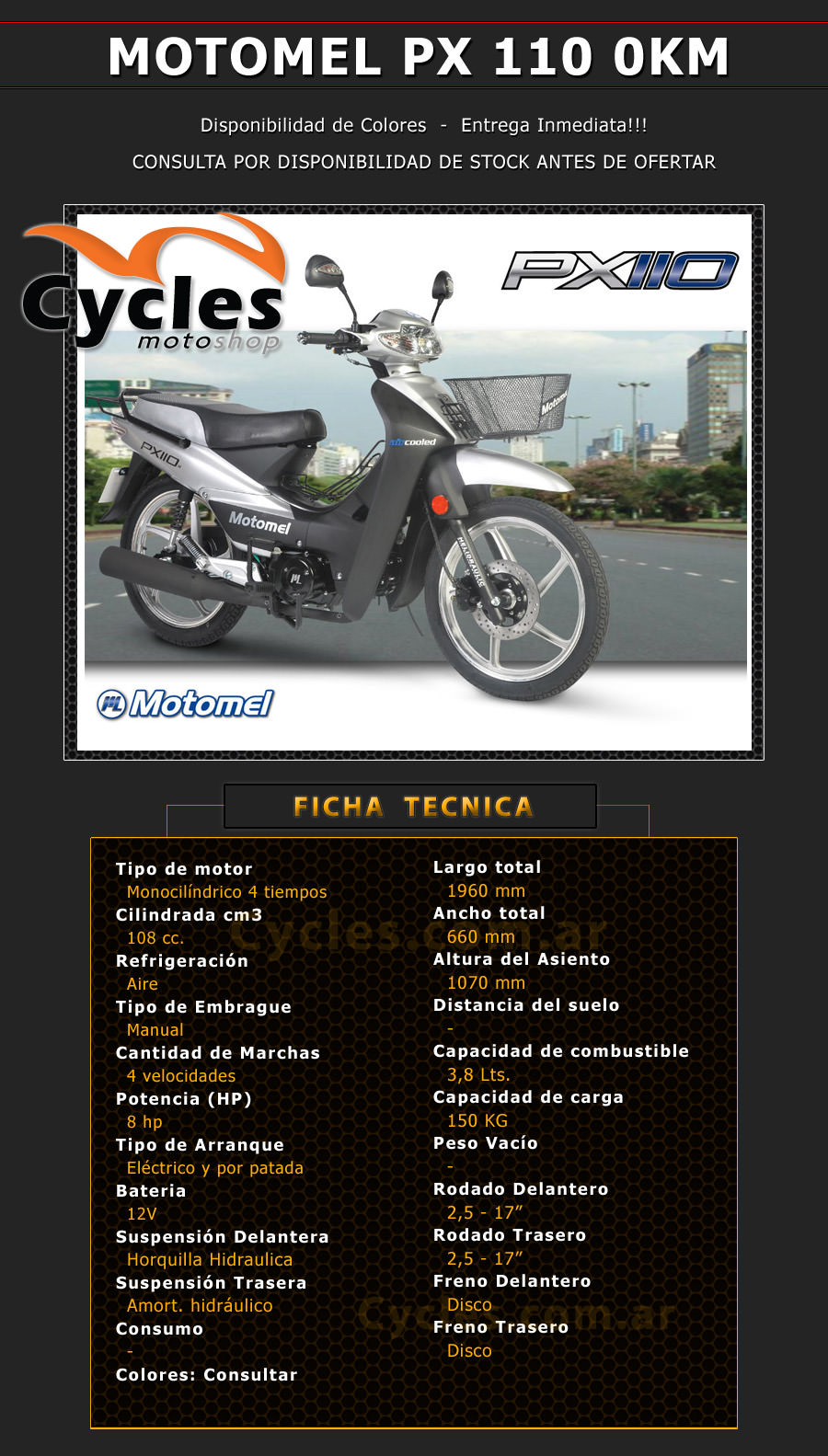 Motomel Px 110 Full - Cycles Moto shop