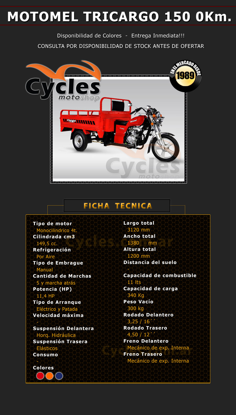 Motomel Tricargo 150 - Cycles Moto shop