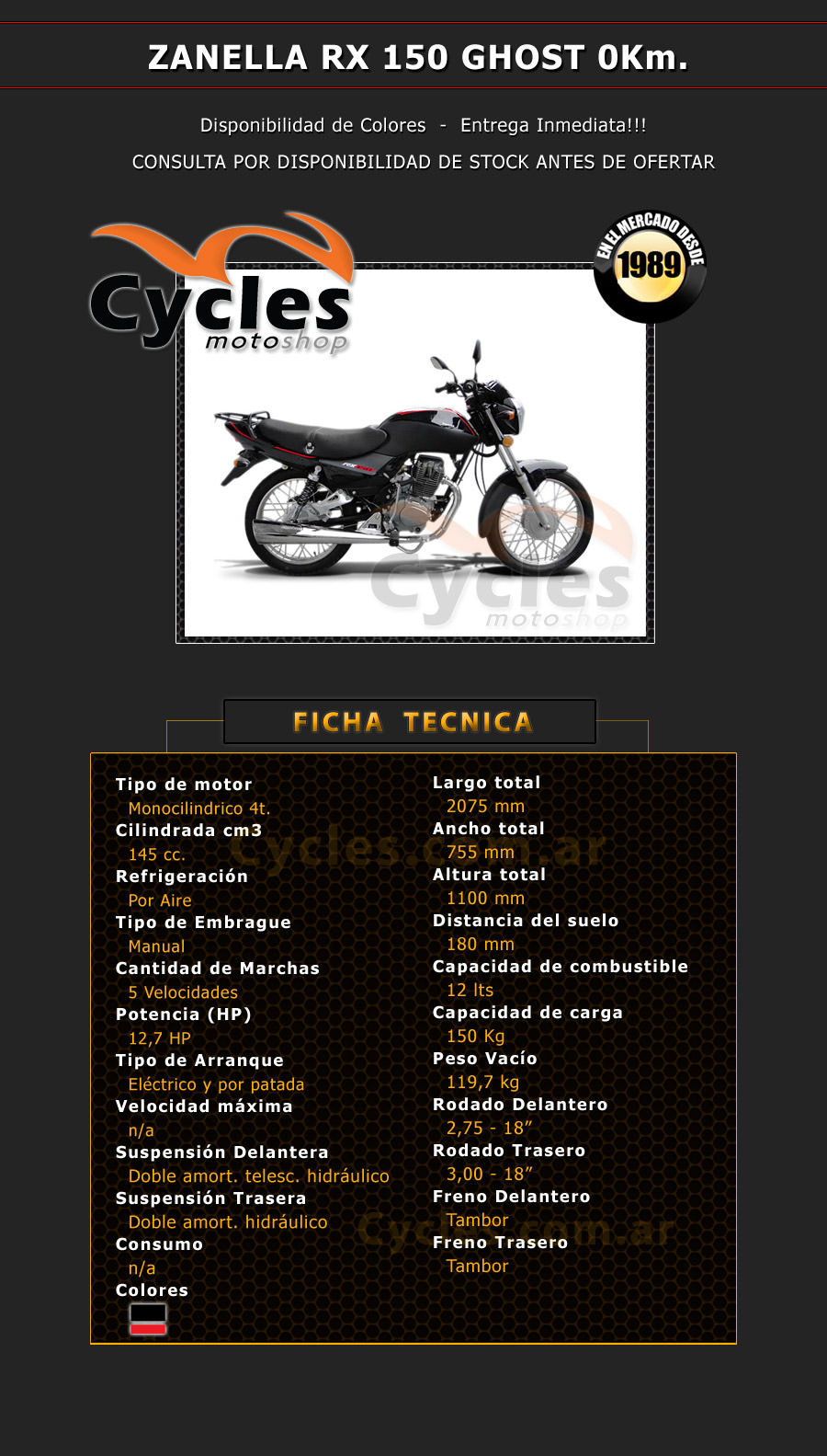 Zanella Rx 150 Ghost - Cycles Moto shop