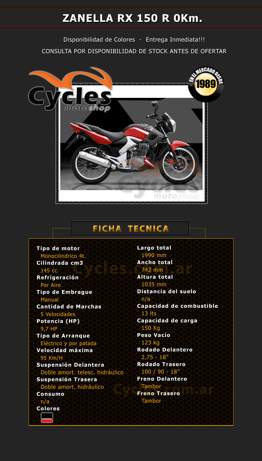 Zanella Rx 150 R- Cycles Moto shop