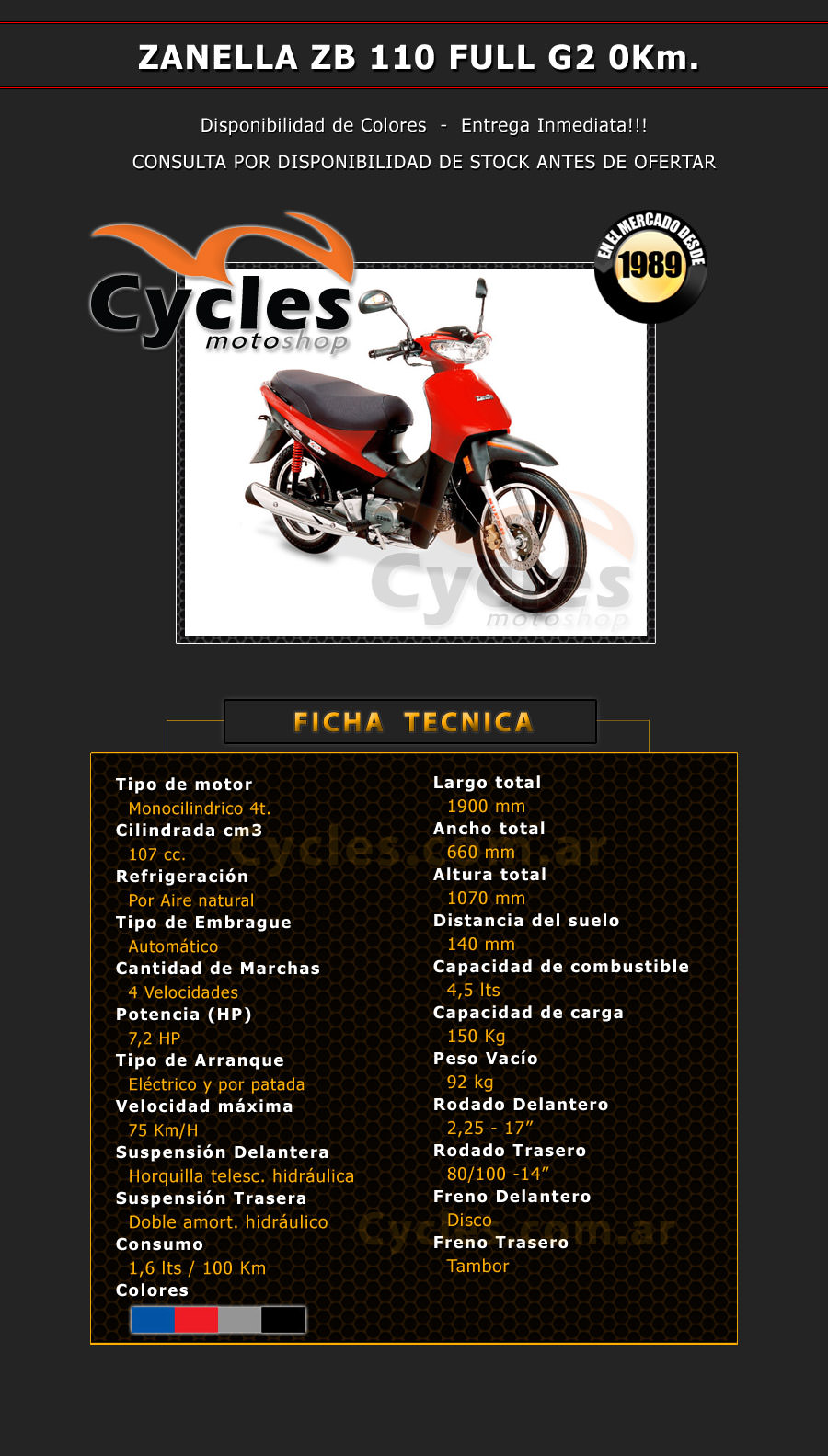 Zanella ZB 110 FULL G2 - Cycles Moto shop